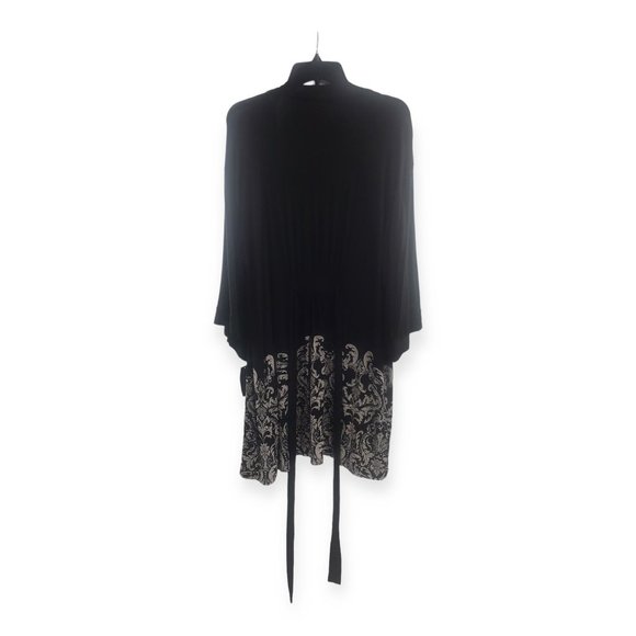 NEW! International Concepts Intimates Short Robe Wmns Sz M Black White Paisley - Picture 2 of 5